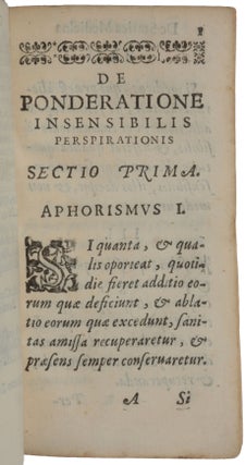 Item #5940 Ars de statica medicina aphorismorum sectionibus septem comprehensa. Santorio SANTORIO