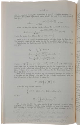 Coherent visible radiation of fast electrons passing through matter. Offprint from: Comptes Rendus (Doklady) de l’Academie des Sciences de l’URSS, Vol. XIV, No. 3, 1937.