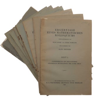 Thirteen papers by Gödel on the logical foundations of mathematics, together with von Neumann’s historic paper on general economic equilibrium, all first editions, in Ergebnisse eines mathematischen Kolloquiums, unter Mitwirkung von Kurt Gödel und Georg Nöbeling. Herausgegeben von Karl Menger. Heft 1-8.