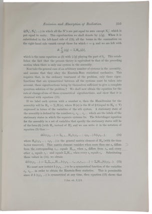 The Quantum Theory of the Emission and Absorption of Radiation. Offprint from Proceedings of the Royal Society A, vol. 114, 1927.