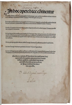 Item #6052 In hoc opere haec continentur Noua translatio primi libri Geographiae Cl. Ptolomaei....