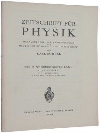 Item #6057 ‘Über das Wasserstoffspektrum vom Standpunkt der neuen Quantenmechanik,’ pp....