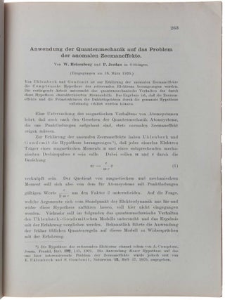 ‘Anwendung der Quantenmechanik auf das Problem der anomalen Zeemaneffekte,’ pp. 263-277 in Zeitschrift fur Physik 37 Band, 4/5 Heft, 5 May 1926.