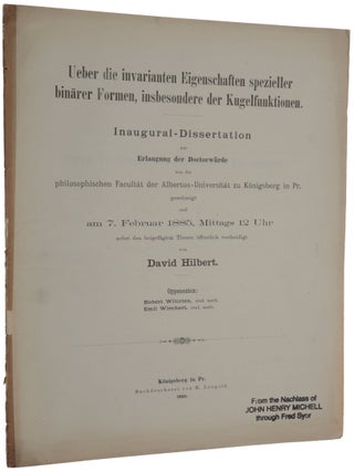 Item #6066 Ueber die invarianten Eigenschaften spezieller binärer Formen, insbesondere der...