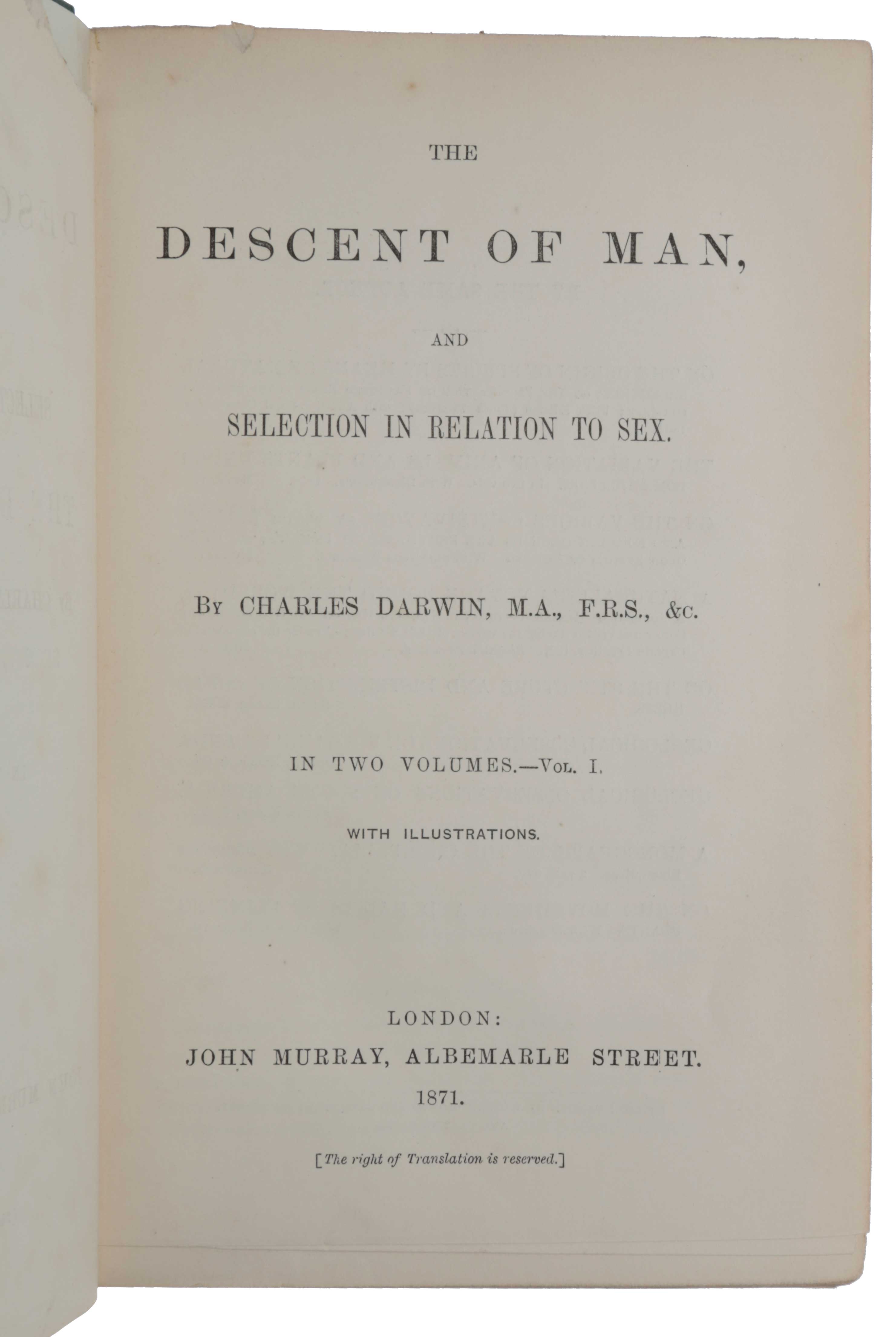 The Descent of Man, and Selection in Relation to Sex by Charles DARWIN on  SOPHIA RARE BOOKS