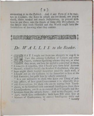 An essay on the art of decyphering. In which is inserted a discourse of Dr. Wallis. Now first publish'd from his original manuscript in the publick library at Oxford.