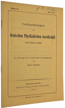 Item #6164 ‘Strahlungs-Emission und Absorption nach der Quantentheorie’, pp. 318-323 in:...