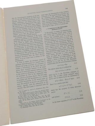 Quantum electrodynamics. I. A covariant formulation. Offprint from: Physical Review, Vol. 74, No. 10, pp. 1439-1461, November 15, 1948.