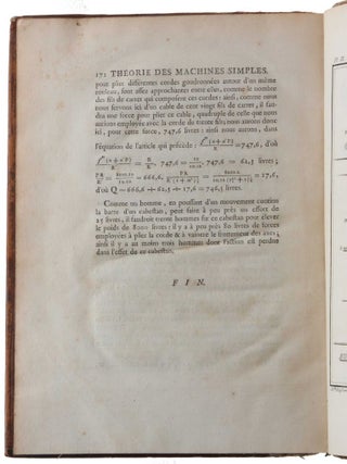 Théorie des Machines simples, en ayant égard au frottement de leurs parties et a la roideur des Corages. Piece qui remporté le Prix double de l'Academie des Sciences pour l'année 1781.
