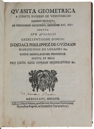 Item #6350 Quaesita geometrica a comite Rugerio de Vigintimillis omnibus proposita. Girolamo...