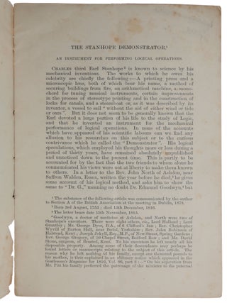 The Stanhope Demonstrator: An Instrument for Performing Logical Operations. Separately-paginated offprint from: Mind, Vol. IV.