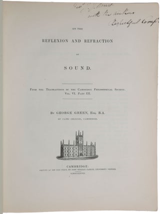Item #6355 I. On the reflexion and refraction of sound. Offprint from: Transactions of the...