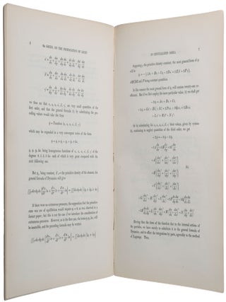 I. On the reflexion and refraction of sound. Offprint from: Transactions of the Cambridge Philosophical Society, Vol. VI, Part III. [Bound with:] II. On the motion of waves in a variable canal of small depth & width. Offprint from ibid., Vol. VI, Part III. [And with:] III. On the laws of reflexion and refraction of light at the common surface of two non-crystallized media. Offprint from ibid., Vol. VII, Part I. [And with:] IV. Note on the motion of waves in canals. Offprint from ibid., Vol. VII, Part I. [And with:] V. Supplement to a memoir on the laws of reflexion and refraction of light. Offprint from ibid., Vol. VII, Part I. [And with:] VI. On the propagation of light in crystallized media. Offprint from ibid., Vol. VII, Part II.