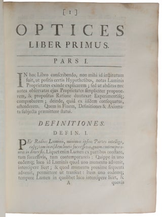 Optice; sive de reflexionibus, refractionibus, inflexionibus & coloribus lucis libri tres.