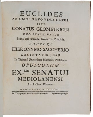 Item #6374 Euclides ab omni nævo vindicatus: sive conatus geometricus quo stabiliuntur prima...
