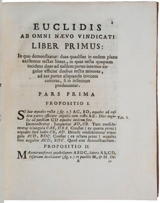 Euclides ab omni nævo vindicatus: sive conatus geometricus quo stabiliuntur prima ipsa universæ geometriæ principia.