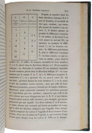 ‘Notions sur la machine analytique de M. Charles Babbage,’ pp. 352-376 in: Bibliothèque Universelle de Genève. Nouvelle Série, Tome 41.