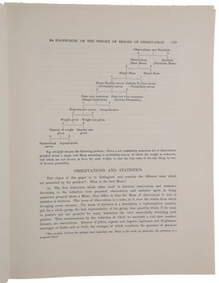 ‘Observations and Statistics. An Essay on the Theory of Errors of Observation and the First Principles of Statistics.,’ pp. 138-169 in: Transactions of the Cambridge Philosophical Society, Vol. XIV, Part II. Read May 25, 1885.