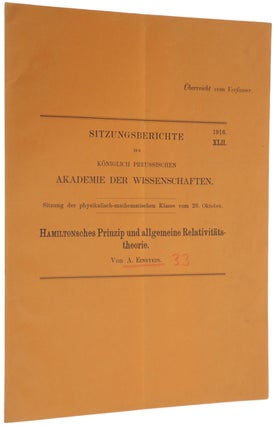Item #6408 Hamiltonsches Prinzip und allgemeine Relativitätstheorie. Author’s presentation...