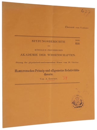 Item #6409 Hamiltonsches Prinzip und allgemeine Relativitätstheorie. Author’s presentation...