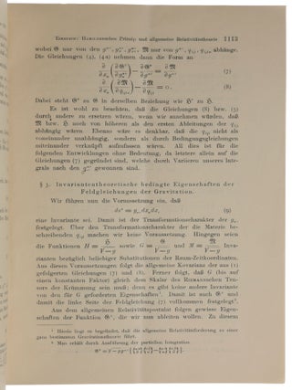 Hamiltonsches Prinzip und allgemeine Relativitätstheorie. Author’s presentation offprint (“Überreicht vom Verfasser”) from Sitzungsberichte der Preussichen Akademie der Wissenschaften Phys.-Math. Klasse XLII, 1916.