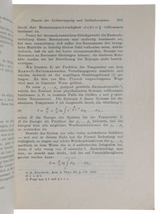 Zur Theorie der Lichterzeugung und Lichtabsorption. Offprint from Annalen der Physik, 4. Folge, 20. Bd., 1906.