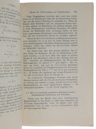 Zur Theorie der Lichterzeugung und Lichtabsorption. Offprint from Annalen der Physik, 4. Folge, 20. Bd., 1906.