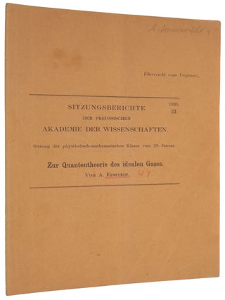 Item #6417 Zur Quantentheorie des idealen Gases. Offprint from: Sitzungsberichte der Preussischen...