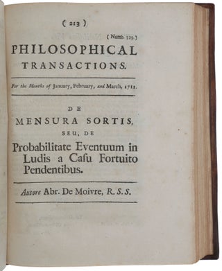 Item #6431 ‘De Mensura Sortis, seu, de Probabilitate Eventuum in Ludis a Casu Fortuito...
