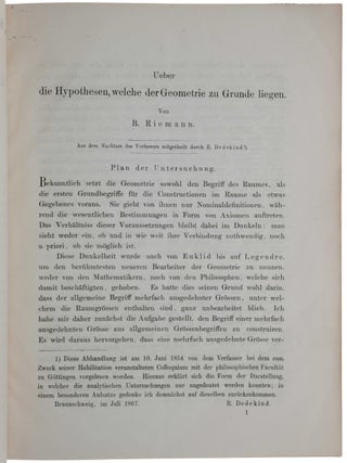 &Uuml;ber die Hypothesen, welche der Geometrie zu Grunde liegen.