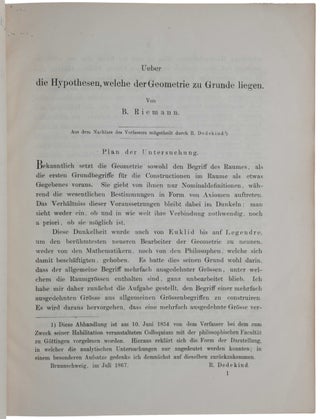 Über die Hypothesen, welche der Geometrie zu Grunde liegen.