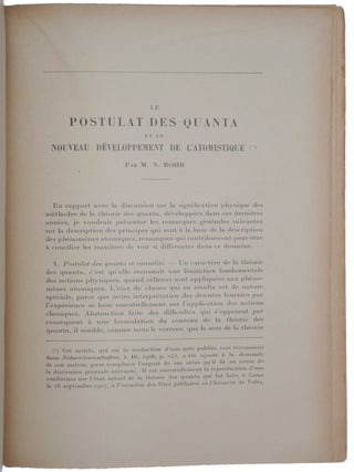Électrons et Photons. Rapports et Discussions du Cinquieme Conseil de Physique tenu a Bruxelles du 24 au 29 Octobre 1927 sous les Auspices de L'Institut International de Physique de Solvay. Publiés par la Commission administrative de l'Institut.