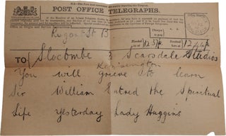 The Lady Huggins–Slocombe Archive: autograph letters from the astronomer Lady Margaret Huggins to the portrait painter Shirley Slocombe, with related correspondence, drafts, enclosures, and ephemera.