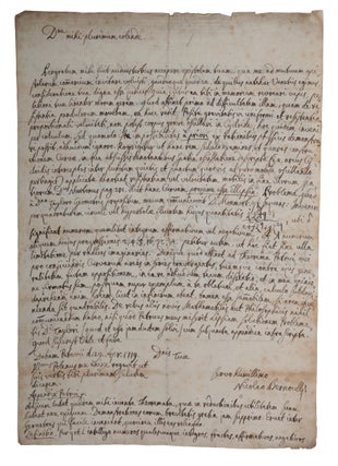Item #6655 Autograph letter signed, in Latin, with richly scientific content, from Padua, dated...