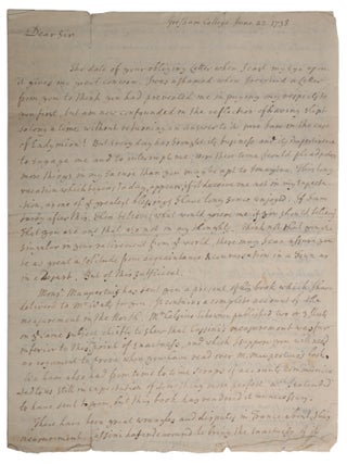 Item #6657 Autograph letter signed, with richly scientific content relating to the ongoing debate...
