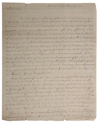 Item #6657 Autograph letter signed, with richly scientific content relating to the ongoing debate...