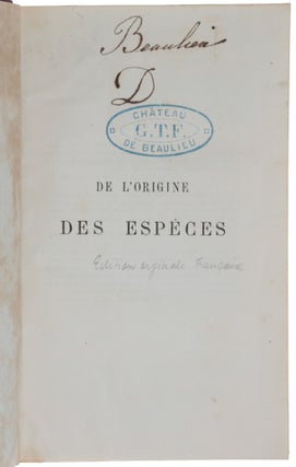 De l'Origine des Espèces, ou des Lois du Progrès chez les êtres organisés. Traduit en français sur la troisième Édition avec l'autorisation de l'Auteur par Mlle Clémence-Auguste Royer, avec une préface et des notes du traducteur.