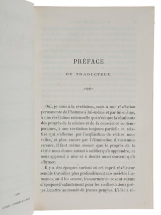 De l'Origine des Espèces, ou des Lois du Progrès chez les êtres organisés. Traduit en français sur la troisième Édition avec l'autorisation de l'Auteur par Mlle Clémence-Auguste Royer, avec une préface et des notes du traducteur.