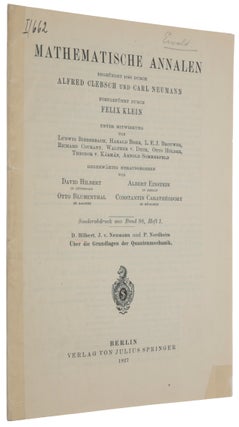 Item #6686 ‘Über die Grundlagen der Quantenmechanik.’ Offprint from Mathematische Annalen,...