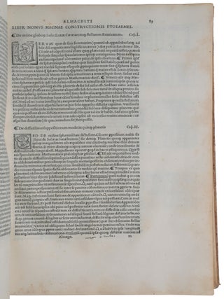 Almagestum seu magnae constructionis mathematicae opus plane divinum, latina donatum lingua ab Georgio Trapezuntio &hellip; per Lucam Gauricum Neapolit. divinae matheseos professorem egregium in alma urbe Veneta orbis regina recognitum. [Bound with:] APIAN, Peter. Introductio geographica Petri Apiani in doctissimas Verneri annotationes &hellip; cum quadrante novo Meteoroscopij loco usitatissimo. Huic accedit translatio nova primi libri Geographiae Cl. Ptolemaei translatio adiuncta &hellip; Adiuncta est epistola Io. de Regiomonte ad Reverendissimum Cardinalem Bessarionem &hellip; de utriusque arsque & vivendi rationibus de monstratura magnum opera Reverend. Petri Apiani sociogr.