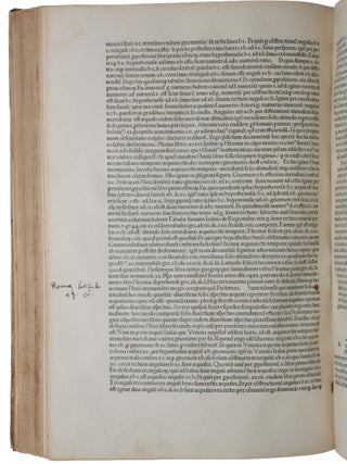 Almagestum seu magnae constructionis mathematicae opus plane divinum, latina donatum lingua ab Georgio Trapezuntio &hellip; per Lucam Gauricum Neapolit. divinae matheseos professorem egregium in alma urbe Veneta orbis regina recognitum. [Bound with:] APIAN, Peter. Introductio geographica Petri Apiani in doctissimas Verneri annotationes &hellip; cum quadrante novo Meteoroscopij loco usitatissimo. Huic accedit translatio nova primi libri Geographiae Cl. Ptolemaei translatio adiuncta &hellip; Adiuncta est epistola Io. de Regiomonte ad Reverendissimum Cardinalem Bessarionem &hellip; de utriusque arsque & vivendi rationibus de monstratura magnum opera Reverend. Petri Apiani sociogr.