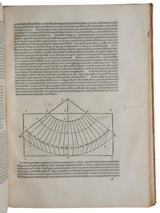 Almagestum seu magnae constructionis mathematicae opus plane divinum, latina donatum lingua ab Georgio Trapezuntio &hellip; per Lucam Gauricum Neapolit. divinae matheseos professorem egregium in alma urbe Veneta orbis regina recognitum. [Bound with:] APIAN, Peter. Introductio geographica Petri Apiani in doctissimas Verneri annotationes &hellip; cum quadrante novo Meteoroscopij loco usitatissimo. Huic accedit translatio nova primi libri Geographiae Cl. Ptolemaei translatio adiuncta &hellip; Adiuncta est epistola Io. de Regiomonte ad Reverendissimum Cardinalem Bessarionem &hellip; de utriusque arsque & vivendi rationibus de monstratura magnum opera Reverend. Petri Apiani sociogr.